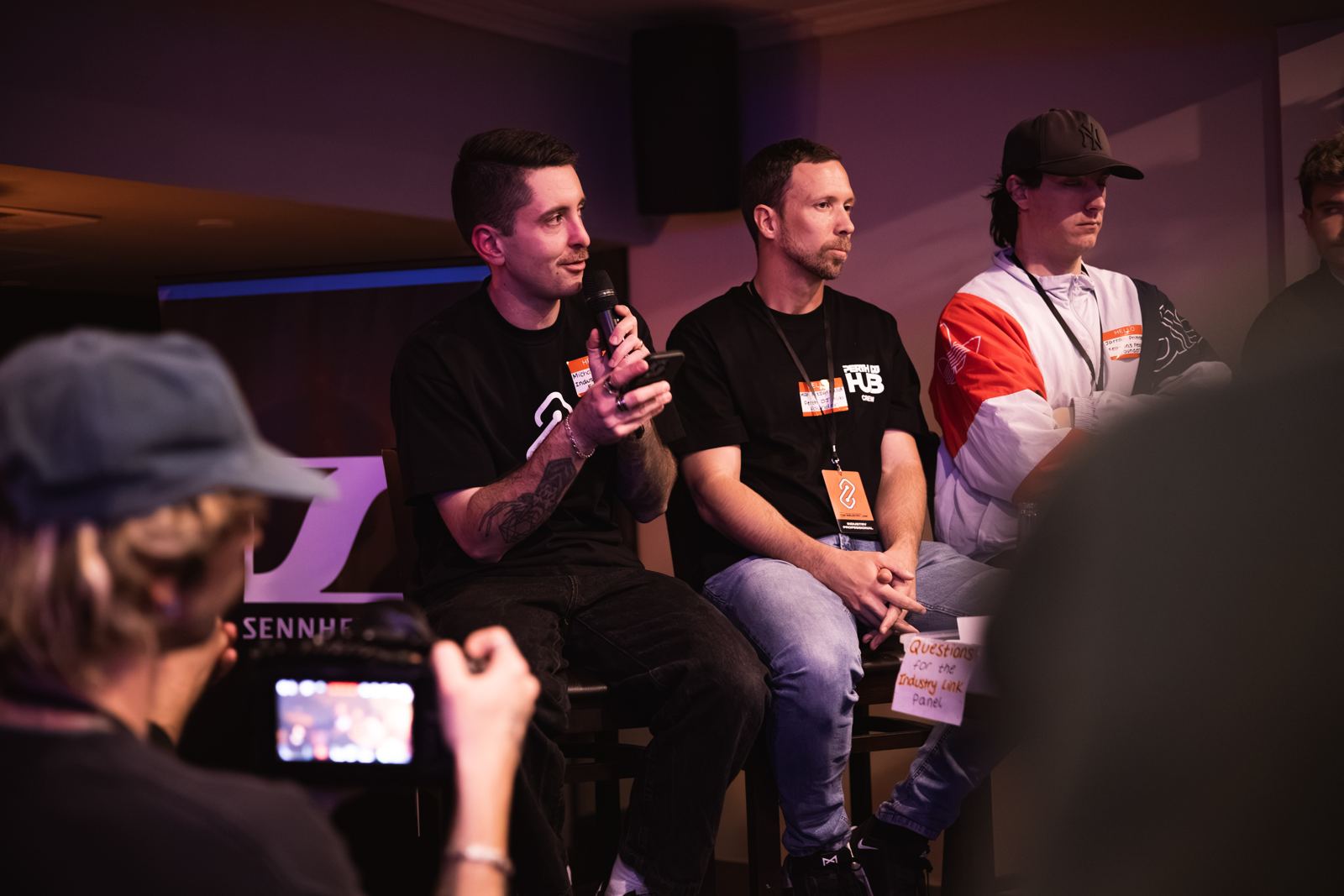 Industry Professional panel, Sennheiser branded backdrop